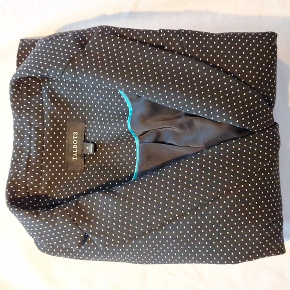 🐦 Talbots 2-Button Long Sleeve Blazer Jacket Women's Size 4 black with dots - Picture 12 of 13